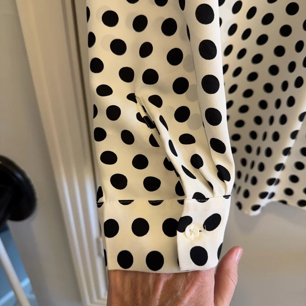 Ann Taylor Black and White Polka Dot Blouse - Picture 4 of 7